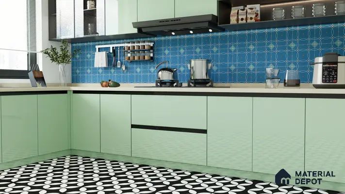 Moroccan Floor & Wall Tile TL 02119 Smoky Black 2 ft x 2 ft Matte Finish Vitrified Tile - 9.5 mm | Suitable For Kitchen, Bathroom, Dining Area | Please Expect a Slight Variation of Pattern