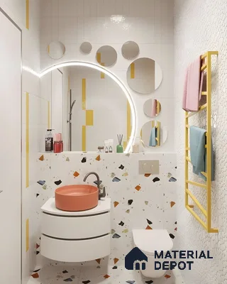 Playful Terrazzo and Colorful Accents Bathroom | Material Depot