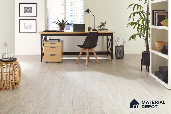 Study room with wooden laminate flooring