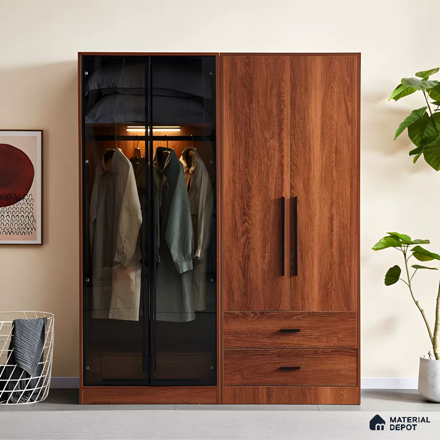 Rattan-Paneled Wardrobe and Glass Doors | Material Depot