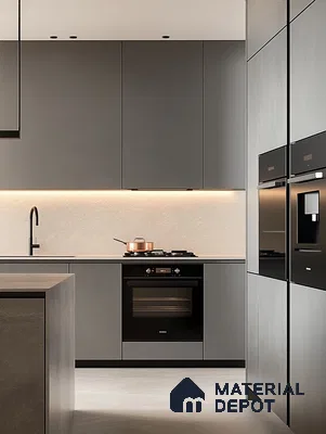 Refined Graphite Kitchen with Soft Glow Lighting | Material Depot