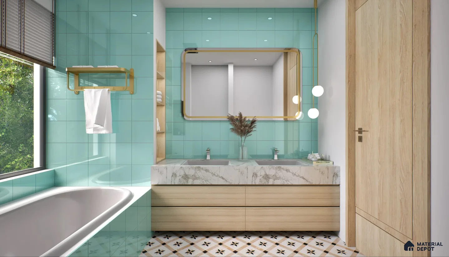Refreshing Aqua Haven with Glossy Finish | Material Depot