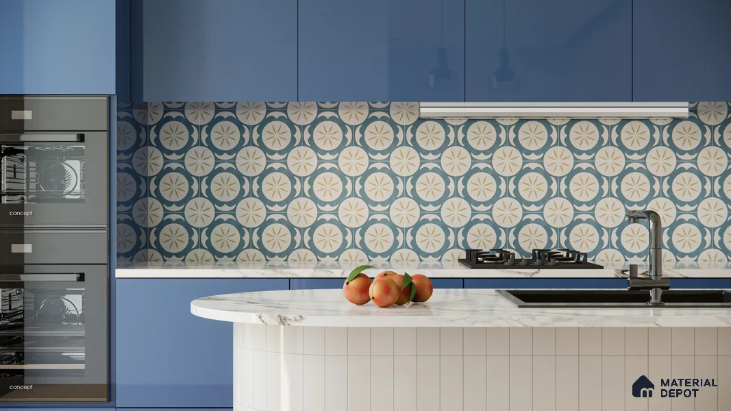 Moroccan Floor & Wall Tile TL 11731 | 8 in x 8 in Vitrified Glue Matte Tile - 9 mm