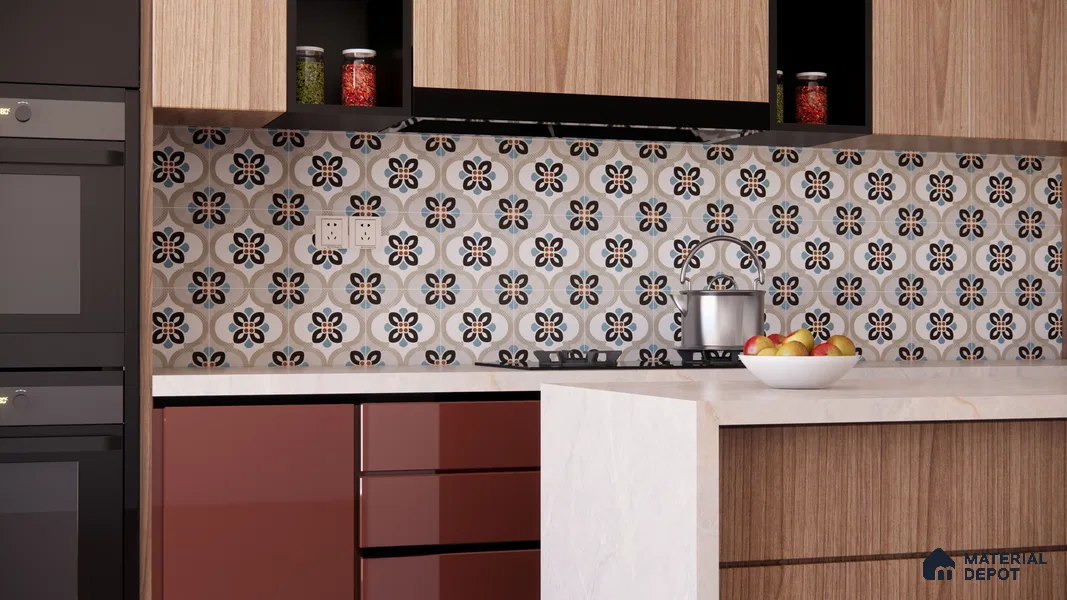 Moroccan Wall & Floor Tile TL 11105 Cordoba Fleur 1 ft x 1 ft Ceramic Matte Finish Tile - 10 mm | Suitable For Kitchen, Bathroom, Balcony