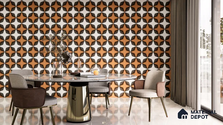 Moroccan Wall & Floor Tile TL 10464 Midnight Monochrome 1 ft x 1 ft Vitrified Matte Finish - 9.5 mm | Suitable for Bathroom, Kitchen, Balcony | 2 mm Spacer is Mandatory | Please Expect a Slight Variation of Pattern