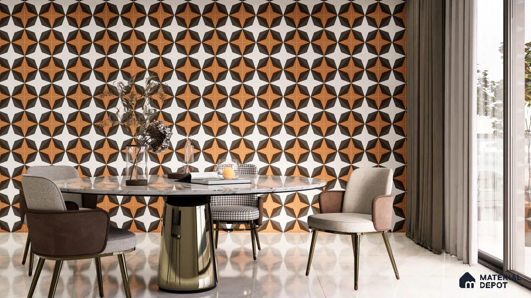 Moroccan Wall & Floor Tile TL 10464 Midnight Monochrome 1 ft x 1 ft Vitrified Matte Finish - 9.5 mm | Suitable for Bathroom, Kitchen, Balcony | 2 mm Spacer is Mandatory | Please Expect a Slight Variation of Pattern