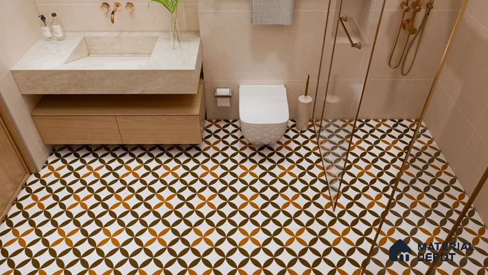 Retro Geometric Floor Tiles for a Bold and Stylish Bathroom | Material Depot