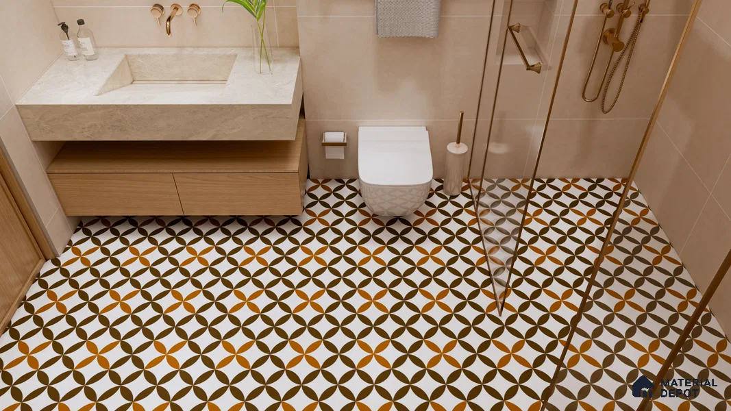 Moroccan Wall & Floor Tile TL 01440 Coffee Brown 2 ft x 2 ft Matte Finish Vitrified Tile - 9 mm | Suitable For Kitchen, Bathroom, Dining Area | Please Expect a Slight Variation of Pattern
