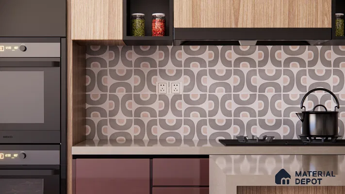 Moroccan Floor & Wall Tile TL 05090 Bauhaus Ivory Steel 1 ft x 1 ft Ceramic Matte Finish - 9 mm | Suitable for Bathroom, Kitchen, Balcony | Please Expect a Slight Variation of Pattern