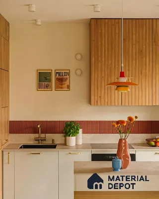 Retro Touches with Warm Wood Accents in a Modern Kitchen | Material Depot