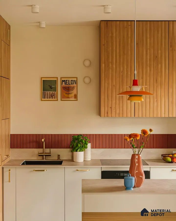 Retro Touches with Warm Wood Accents in a Modern Kitchen | Material Depot