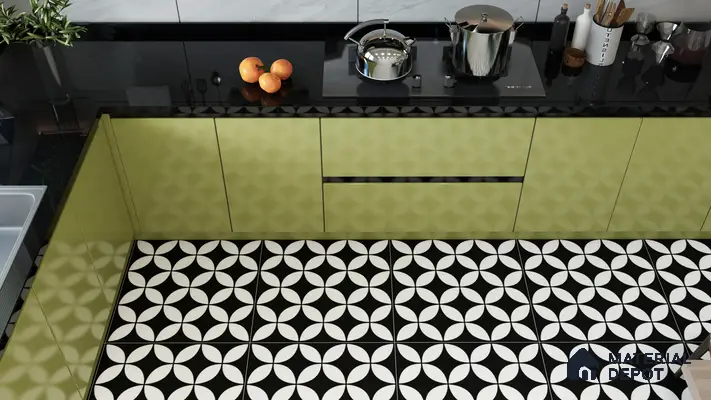 Moroccan Floor & Wall Tile TL 02119 Smoky Black 2 ft x 2 ft Matte Finish Vitrified Tile - 9.5 mm | Suitable For Kitchen, Bathroom, Dining Area | Please Expect a Slight Variation of Pattern