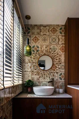 Rustic Charm: A Vibrant Patterned Bathroom Retreat | Material Depot