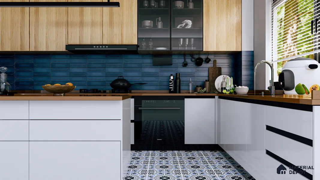 Moroccan Tile TL 04788 Zellige Fez Garden Multi Colour 1 ft x 1 ft Porcelain Matte Finish - 11 mm | Suitable for Kitchen, Bathroom, Balcony | Please Expect a Slight Variation of Pattern