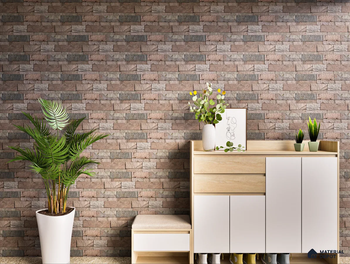 Rustic Entryway with Natural Textured Stone Wall | Material Depot