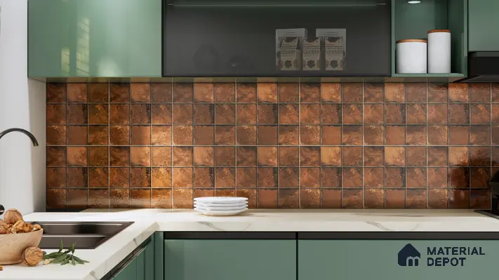 Rustic Wall & Floor Tile TL 05751 D Tones Ruby Birch 1 ft x 1 ft Ceramic Glossy Finish - 9 mm | Suitable for Living Room, Bedroom, Kitchen, Bathroom