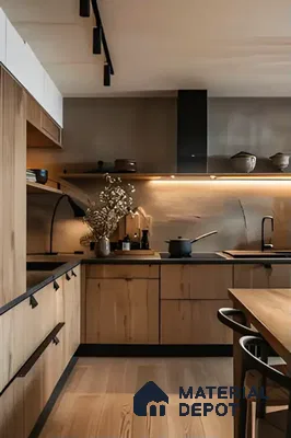 Rustic Modern Kitchen with Dark Metal Accents | Material Depot
