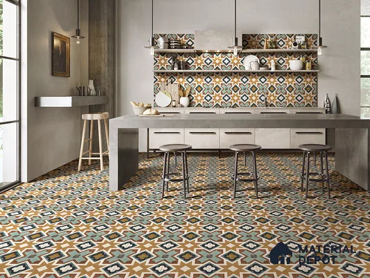 Rustic Moroccan Kitchen Tiles with Warm Tones | Material Depot