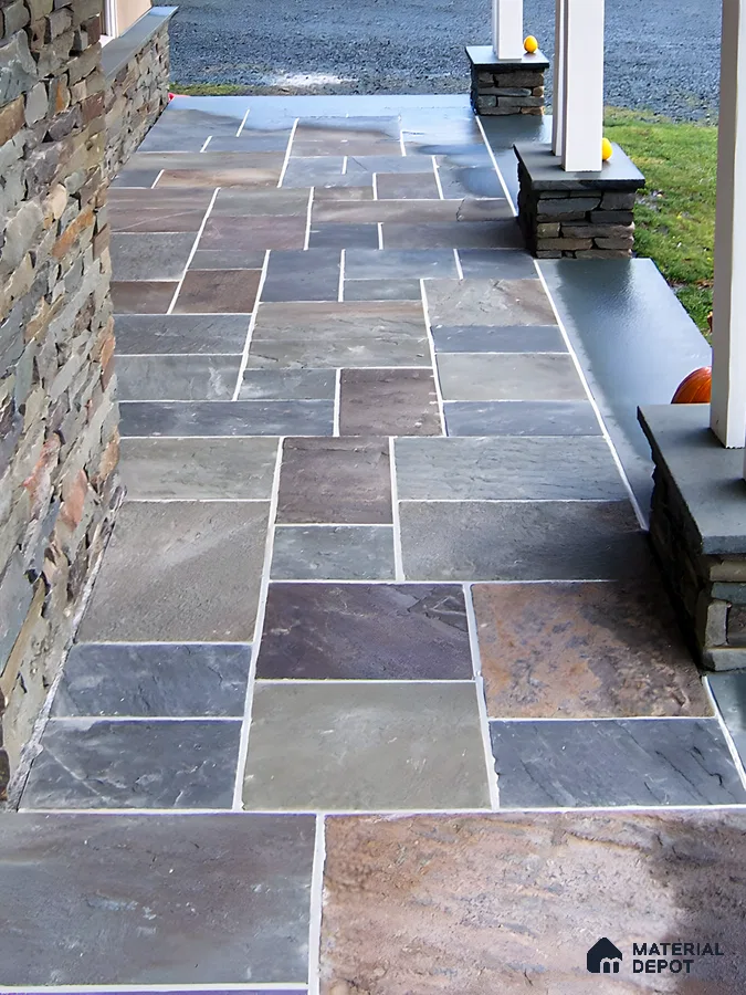 Rustic Patio with Natural Stone Flagstone | Material Depot