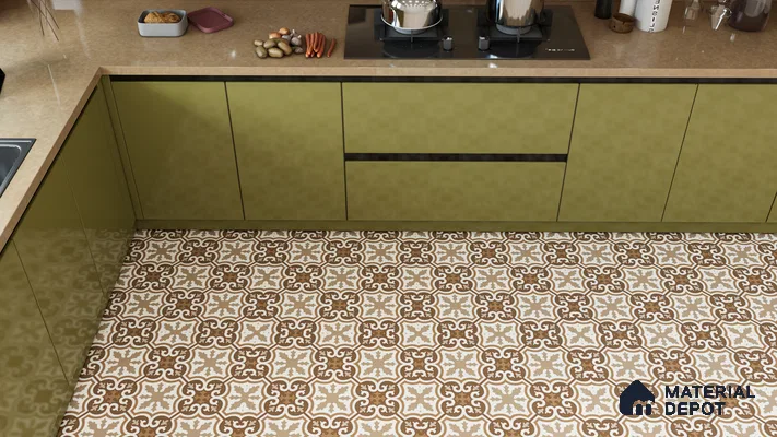 Moroccan Wall & Floor Tile TL 00907 Armeida 2 ft x 2 ft Matte Finish Vitrified Tile - 9 mm | Suitable For Kitchen, Bathroom, Dining Area | Please Expect a Slight Variation of Pattern
