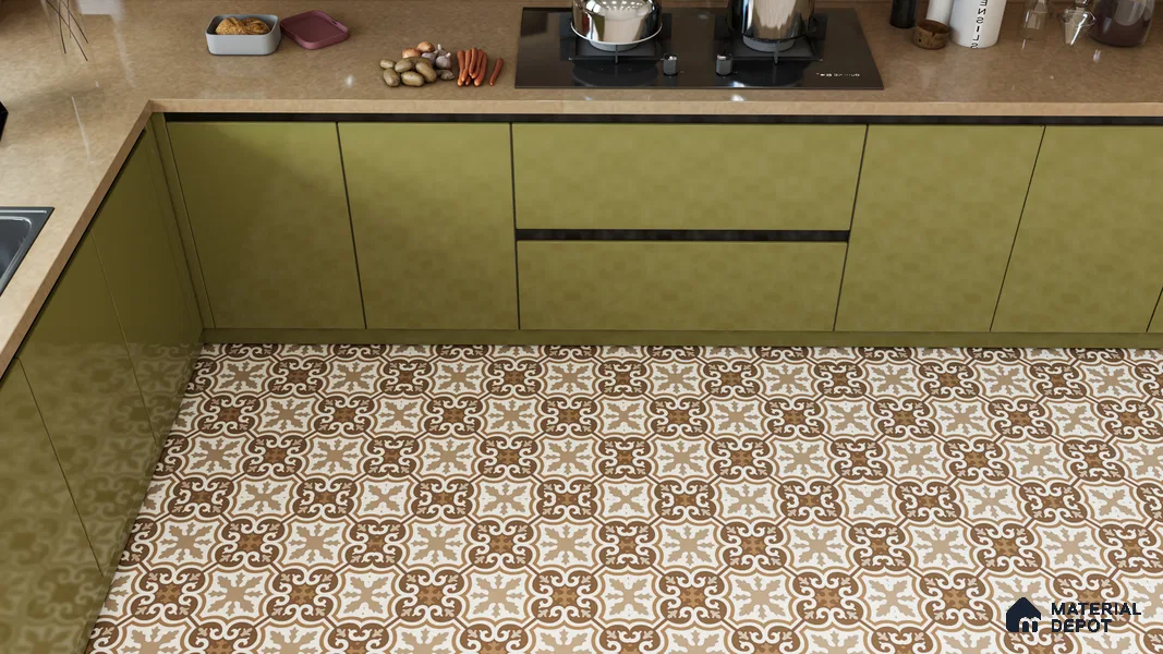 Moroccan Wall & Floor Tile TL 00907 Armeida 2 ft x 2 ft Matte Finish Vitrified Tile - 9 mm | Suitable For Kitchen, Bathroom, Dining Area | Please Expect a Slight Variation of Pattern