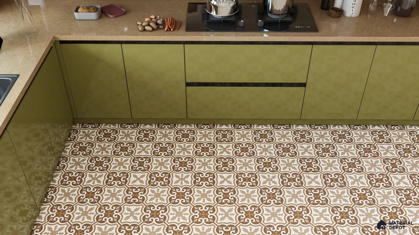 Rustic Patterned Floor Tiles for Warm and Inviting Kitchens | Material Depot