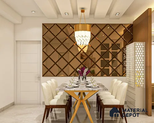 Harmonious Dining Room with Integrated Pooja Unit