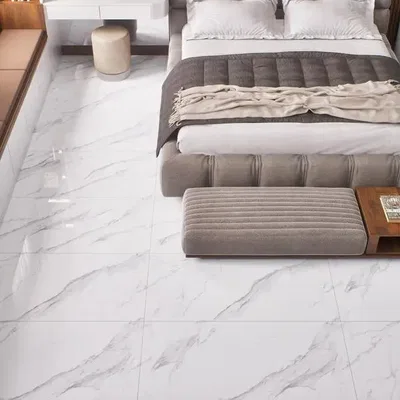 Closeup application image of Satuario Marble Tiles
