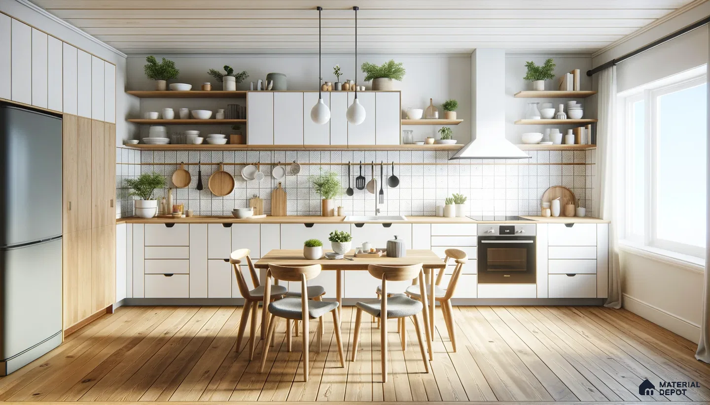 Scandinavian Kitchen Design with Simple Aesthetics and Open Shelving | Material Depot
