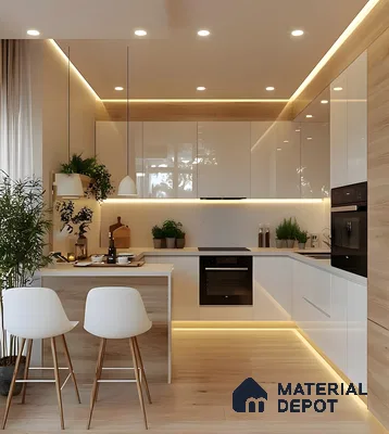 Scandinavian Minimalist Kitchen With Warm Wooden Accents | Material Depot