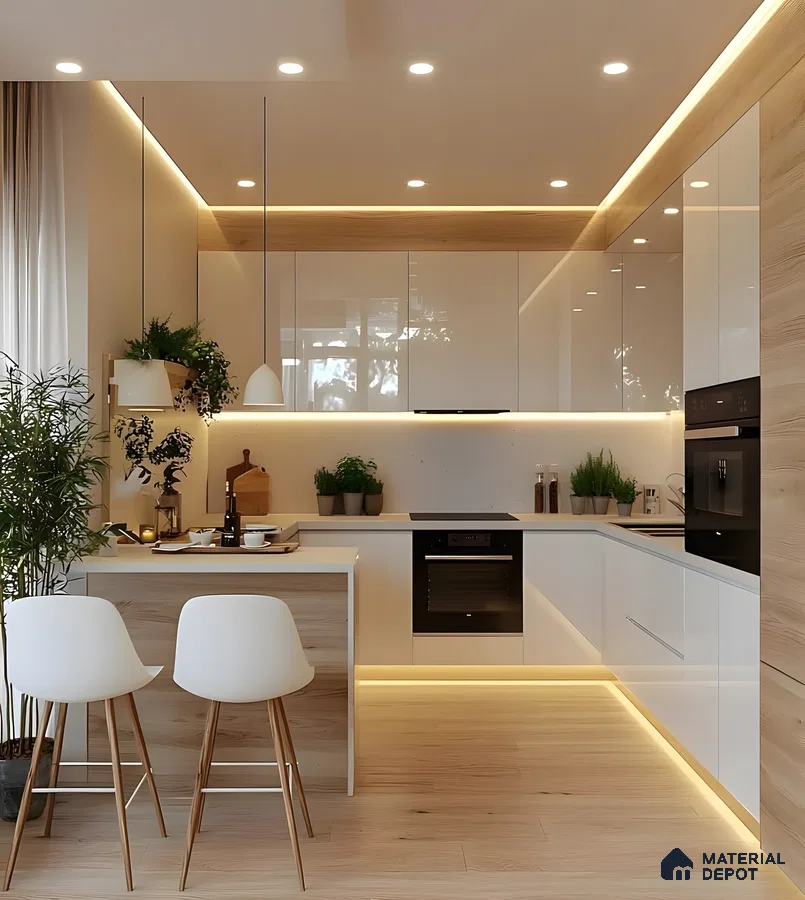 Scandinavian Minimalist Kitchen With Warm Wooden Accents | Material Depot