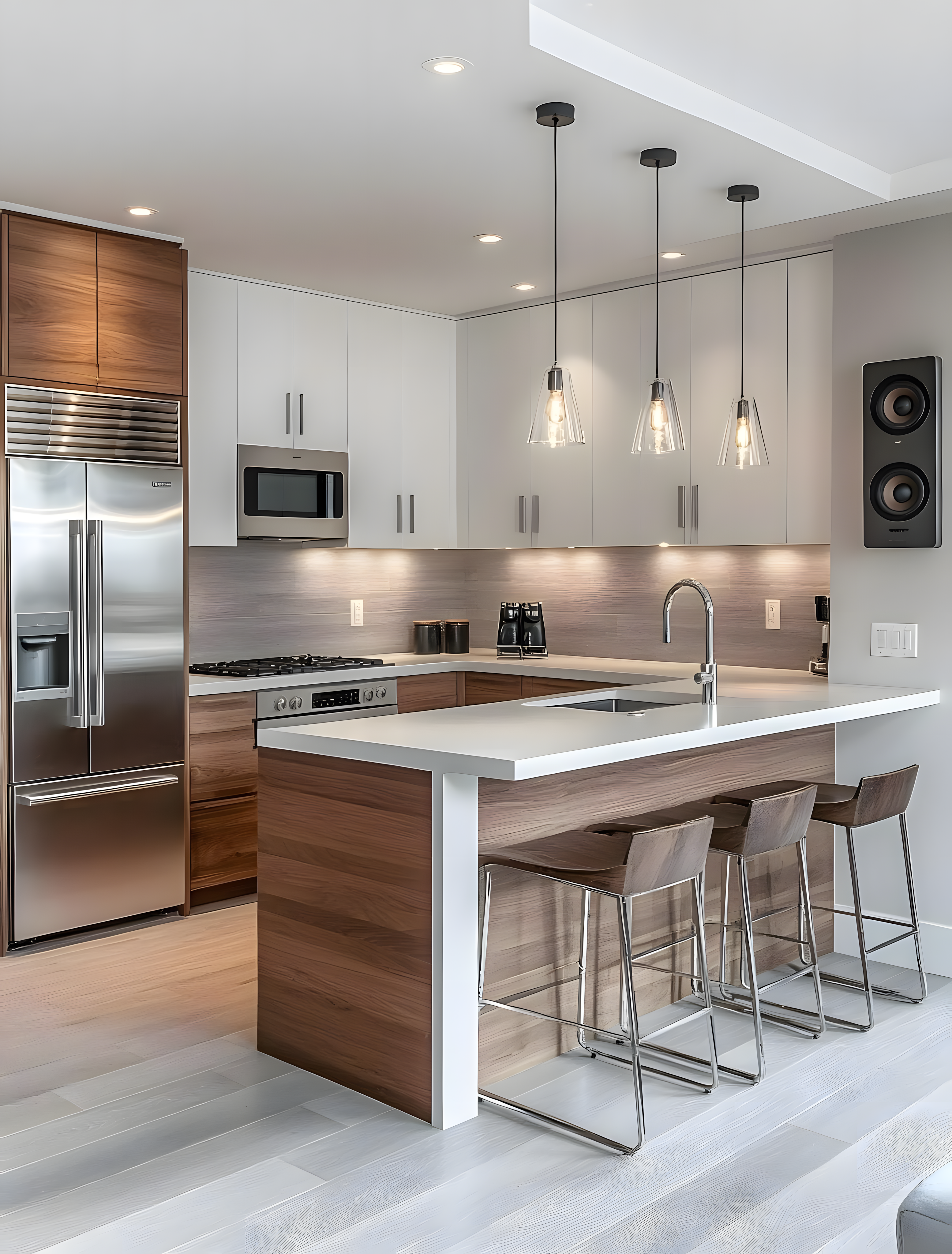 Scandinavian Modern Kitchen With Walnut Accents & Sleek Matte Finishes | Material Depot