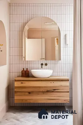 Minimalist Bathroom Design with Warm Wood and Soft Neutral Tones | Material Depot