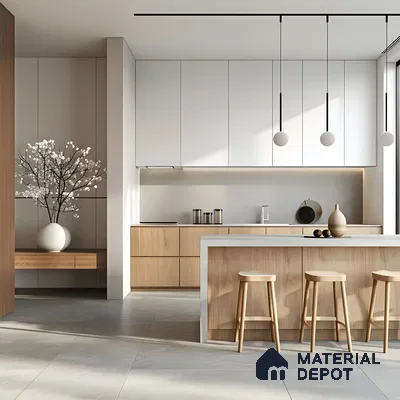 Scandinavian-Inspired Kitchen with Minimalist Wood and White Design | Material Depot