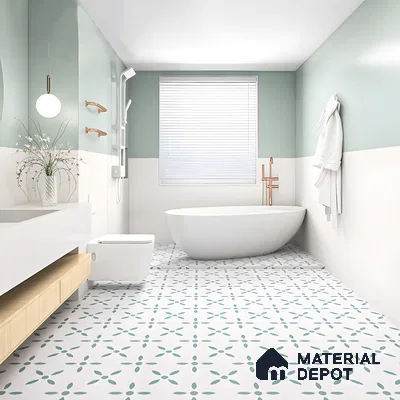 Serene Bathroom with Mint Green Accents | Material Depot