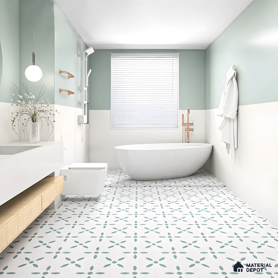 Serene Bathroom with Mint Green Accents | Material Depot