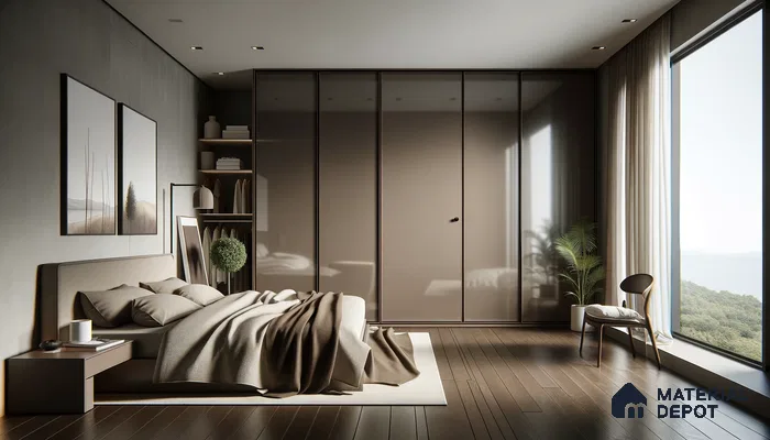 Serene Bedroom Retreat with Nature Views and Refined Textures | Material Depot