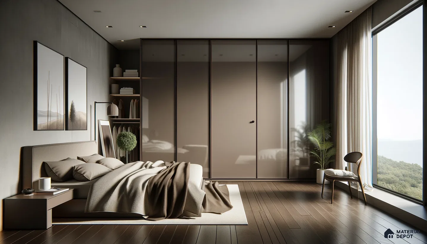 Serene Bedroom Retreat with Nature Views and Refined Textures | Material Depot