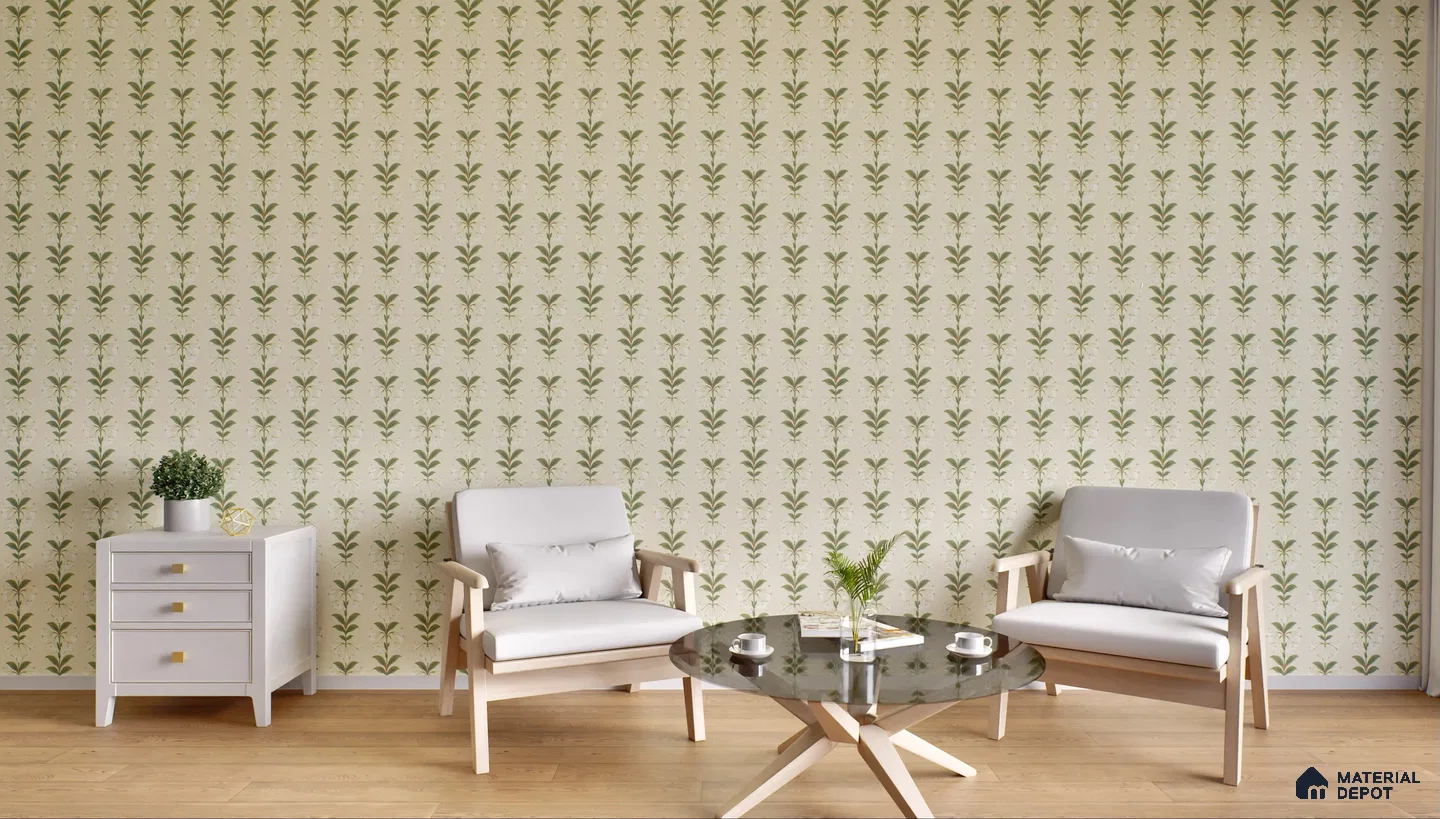 Serene Green Floral Sitting Room | Material Depot