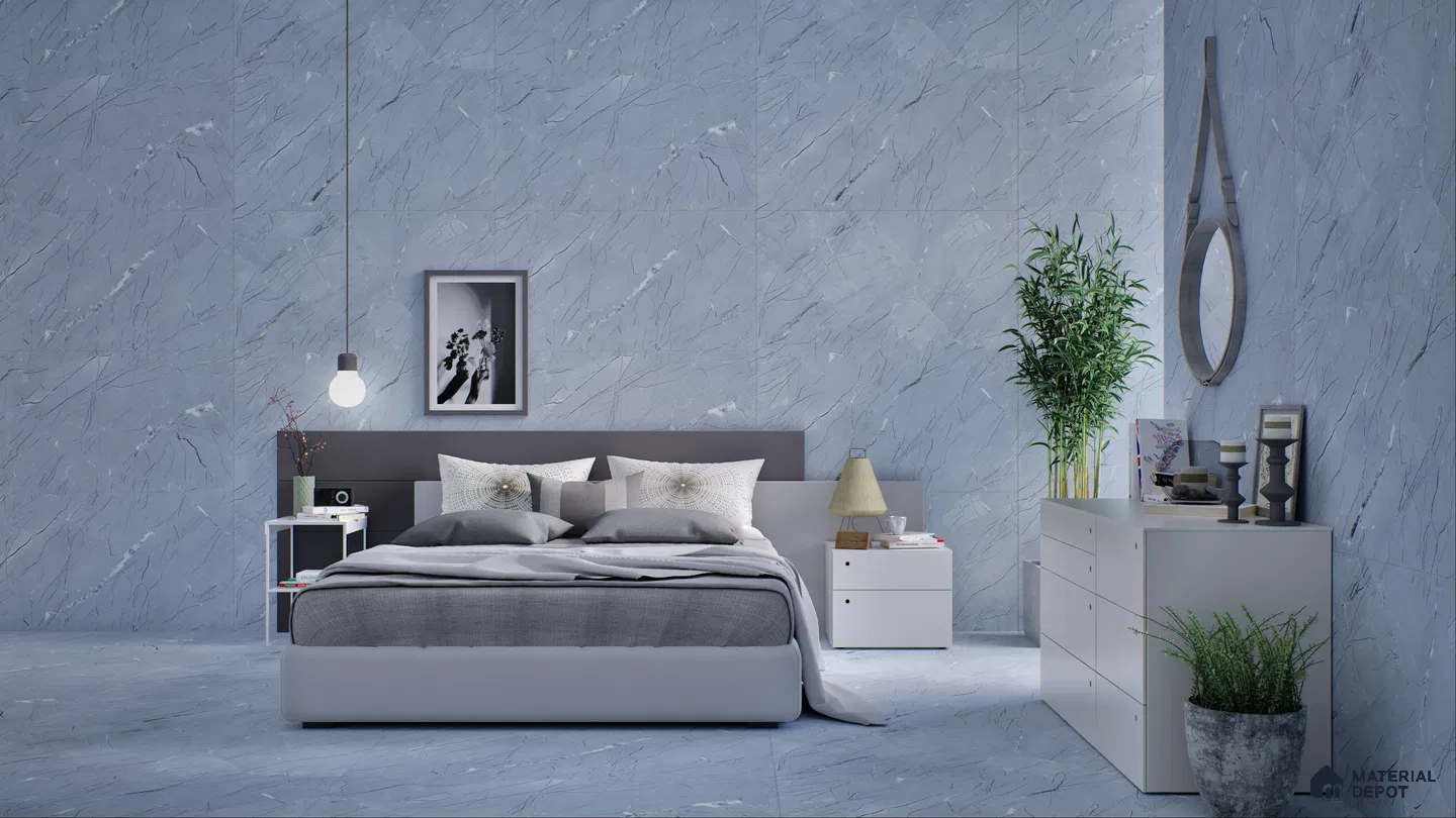 Serene Modern Bedroom with Marble Accents | Material Depot