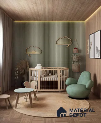 Serene Sage Green Nursery with Textured Elements | Material Depot