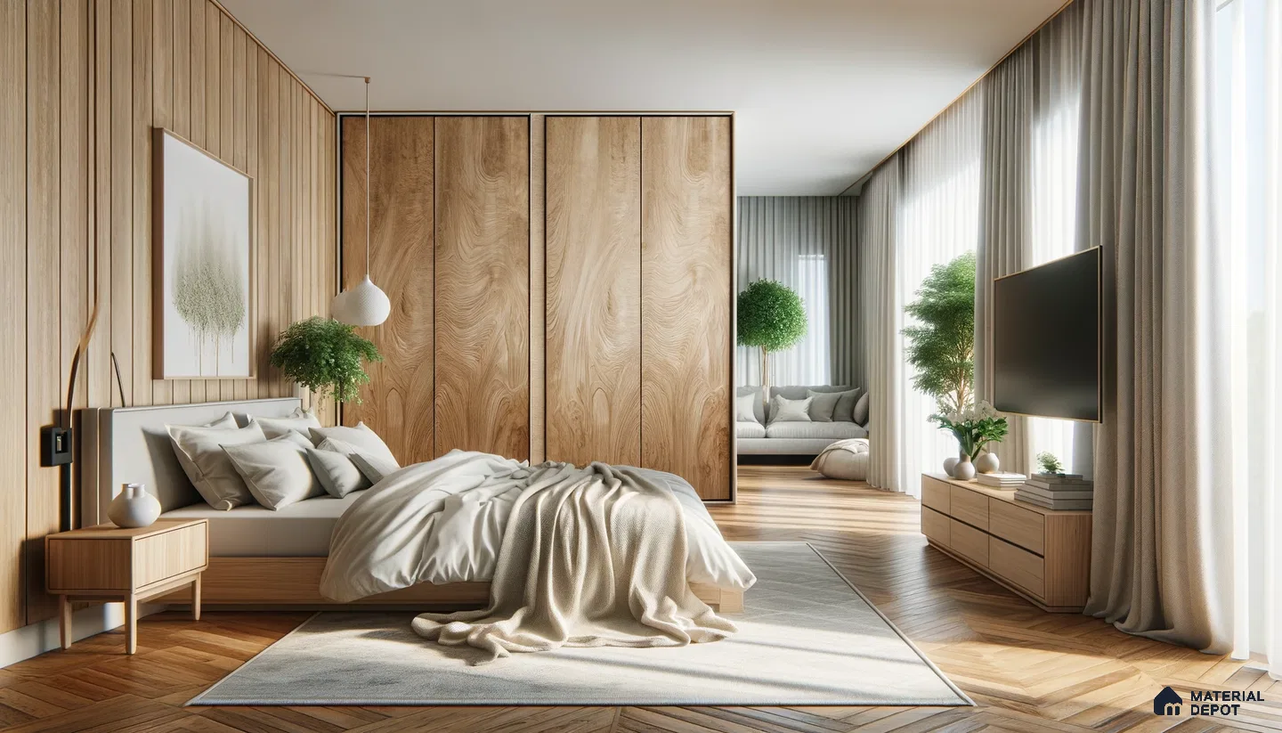 Serene Scandinavian Bedroom with Harmonious Natural Elements | Material Depot