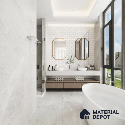 Serene Simplicity White Bathroom with Elegant Accents | Material Depot