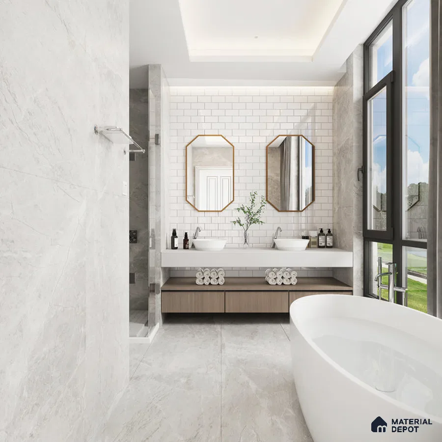 Serene Simplicity White Bathroom with Elegant Accents | Material Depot