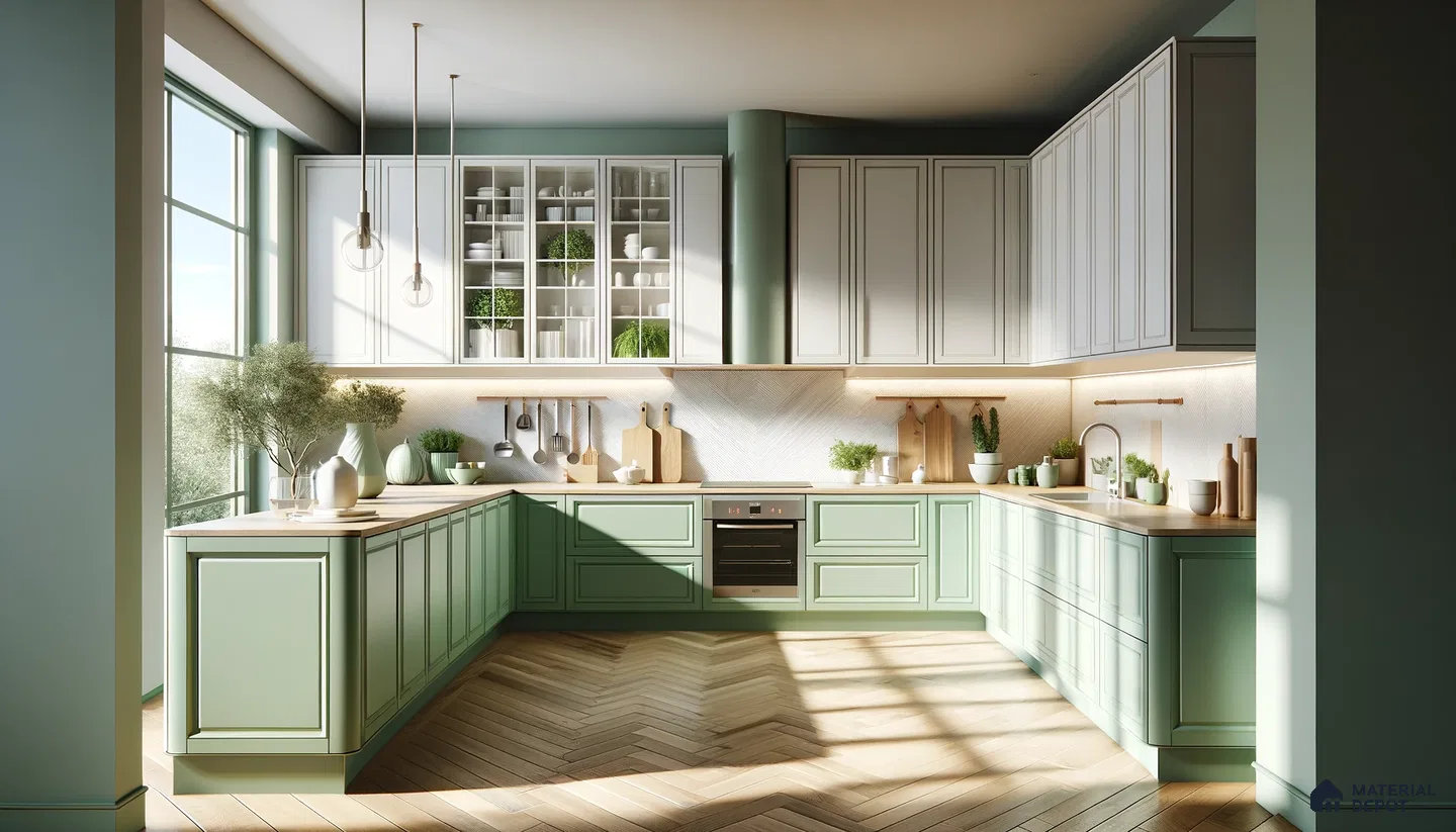 Serenity in a Modern Kitchen with Fresh Green Hues | Material Depot