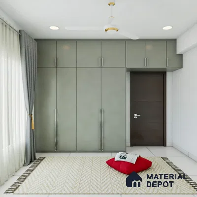 Contemporary Wardrobe with Silver Handles.