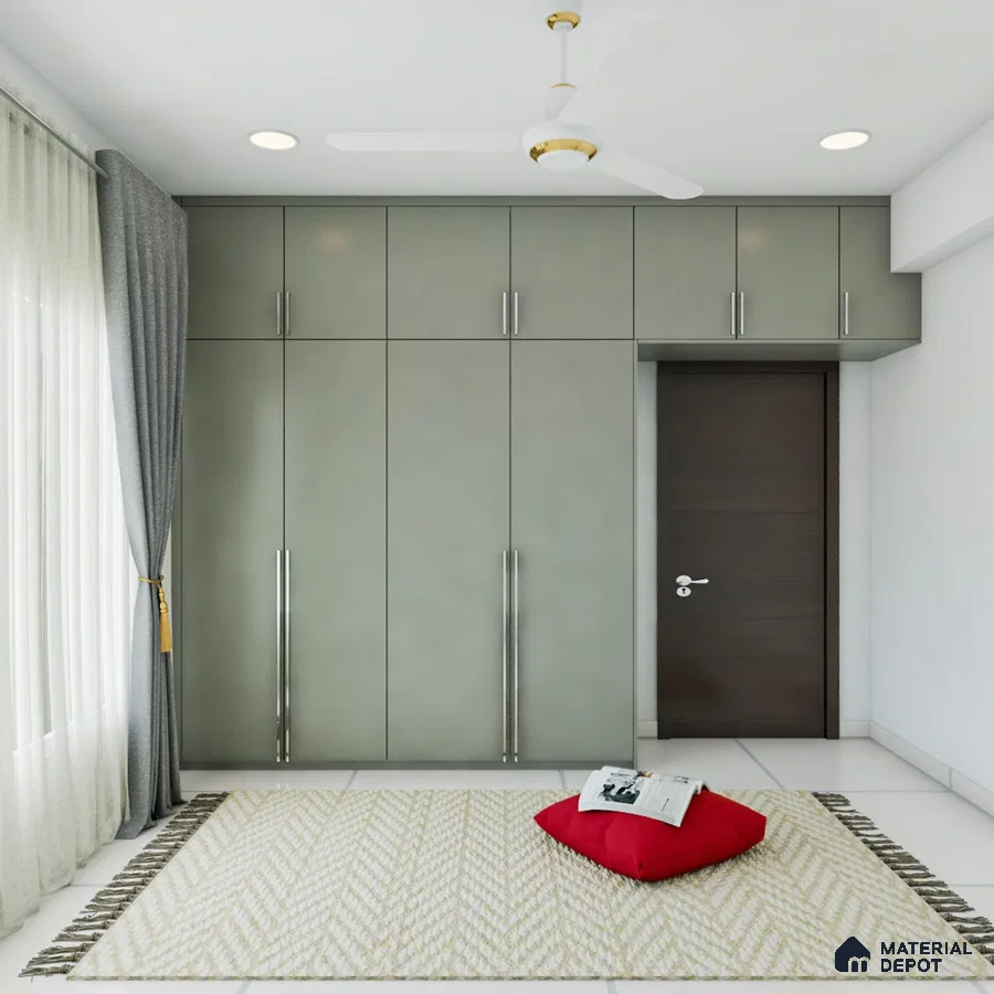 Contemporary Wardrobe with Silver Handles.