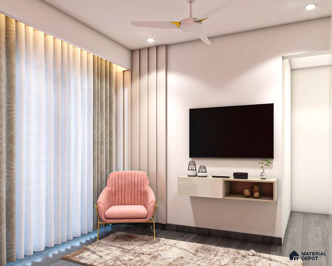 Streamlined Wall Drawers TV Setup