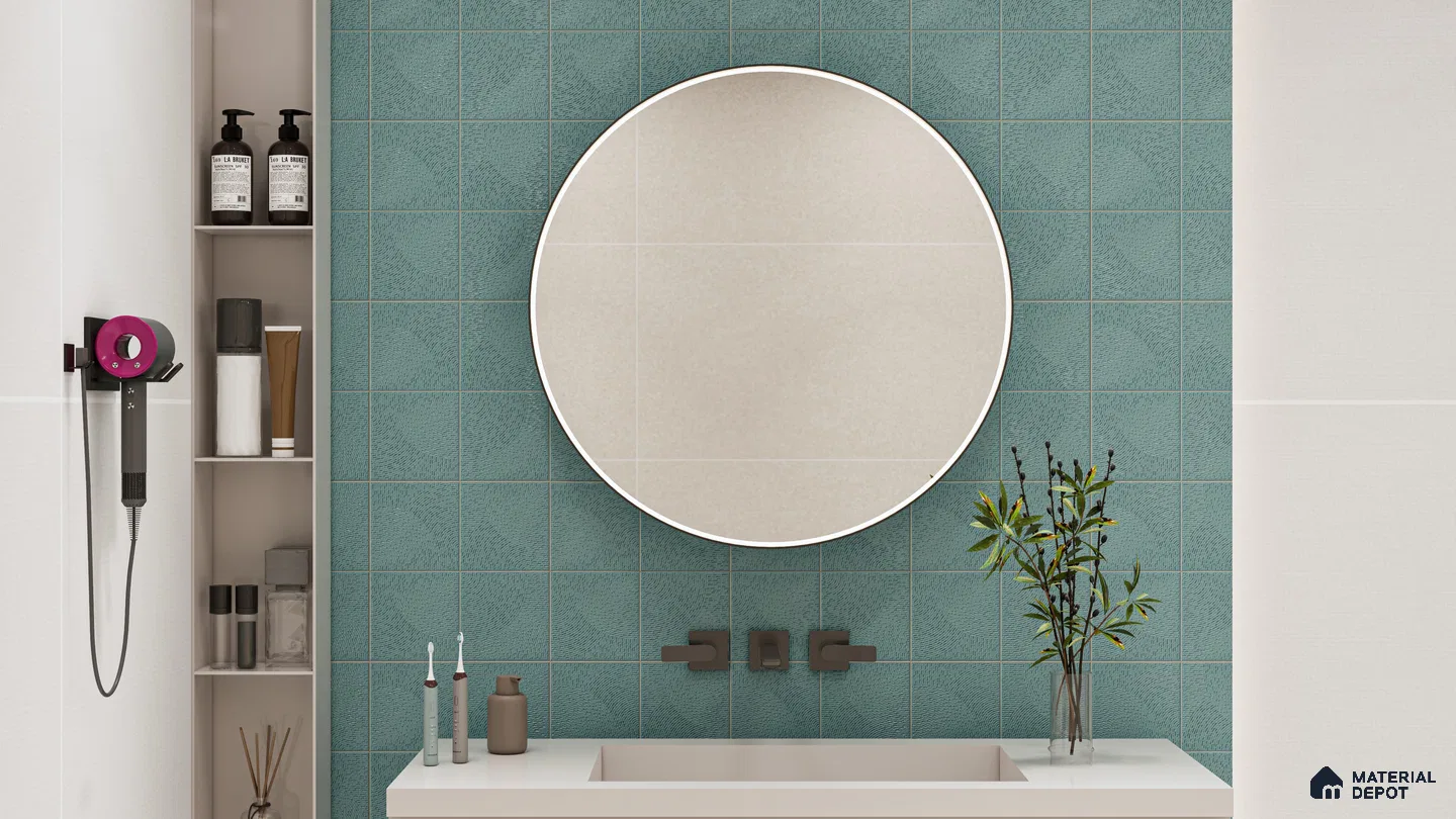Sky Blue Punch Wall Tiles for a Soothing Bathroom Retreat | Material Depot