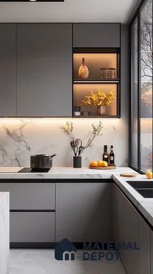 Sleek and Modern Kitchen Design with Ambient Lighting | Material Depot